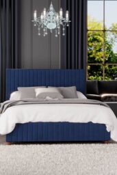 Laurence Llewelyn-Bowen Estella Ottoman Storage Bed in Plush Velvet Fabric, Custom Made in Navy - Size: King - thumbnail 3