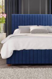 Laurence Llewelyn-Bowen Estella Ottoman Storage Bed in Plush Velvet Fabric, Custom Made in Navy - Size: King - thumbnail 2