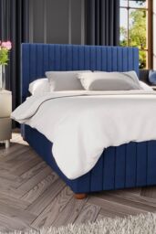 Laurence Llewelyn-Bowen Estella Ottoman Storage Bed in Plush Velvet Fabric, Custom Made in Navy - Size: King - thumbnail 1