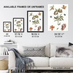 "Artery8 Flowers Snail & a Caterpillar Johan Teyler Wall Art Poster Print in White - Size: W12"" x H16""" - thumbnail 3