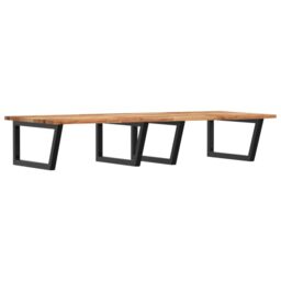 Berkfield Home Basin Shelf Wall Mounted Steel & Solid Wood Acacia in Brown - thumbnail 2