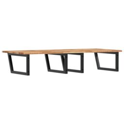 Berkfield Home Basin Shelf Wall Mounted Steel & Solid Wood Acacia in Brown - thumbnail 6
