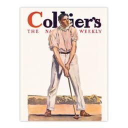 "Artery8 Vintage Magazine Cover Golfer Wall Art Print Edward Penfield in White - Size: W18"" x H24""" - thumbnail 1