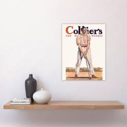 "Artery8 Vintage Magazine Cover Golfer Wall Art Print Edward Penfield in White - Size: W18"" x H24""" - thumbnail 4