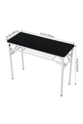 Living and Home Foldable 100 x 40cm 2-tier Office Desk with Adjustable Foot Pads in Black - Size: 100 x 40 cm - thumbnail 2