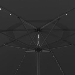 Berkfield Home Outdoor Parasol with LED Lights & Metal Pole 400 cm Black - thumbnail 4
