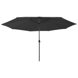 Berkfield Home Outdoor Parasol with LED Lights & Metal Pole 400 cm Black