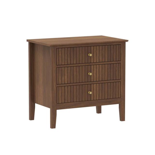 Melody Maison Large 3 Drawer Bedside Table - Hales Dark Wood Range in Brown - image 1
