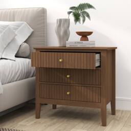 Melody Maison Large 3 Drawer Bedside Table - Hales Dark Wood Range in Brown - thumbnail 6