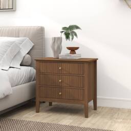 Melody Maison Large 3 Drawer Bedside Table - Hales Dark Wood Range in Brown - thumbnail 4