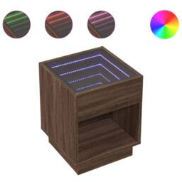 Berkfield Home Decorative Bedside Table with Infinity LED Brown Oak 40x40x50 cm - Size: 40 x 40 x 50 cm - thumbnail 3