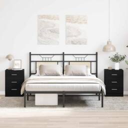 Berkfield Home Durable Bedside Cabinets 2 pcs Black Oak 38x35x55 cm Engineered Wood - Size: 38 x 35 x 55 cm - thumbnail 2