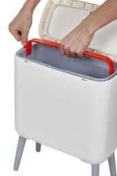 Living and Home High Foot Rubbish Bin Ventilated Trash Can with Lid & Inner Basket in White - thumbnail 3