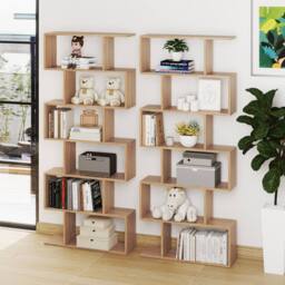 Costway 6-tier Bookcase S-Shaped Bookshelf Wooden Storage Display Rack in Natural - thumbnail 5