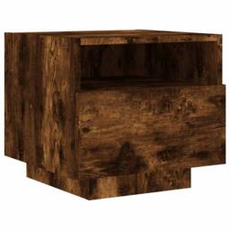 Berkfield Home Decorative Bedside Cabinets with LED Lights 2 pcs Smoked Oak 40x3 in Brown - thumbnail 7