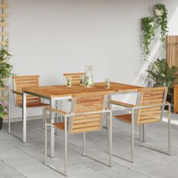Berkfield Home Outdoor Dining Table 150x90x75 cm Solid Wood Teak in Brown - Size: 150 x 90 x 75 cm - thumbnail 4