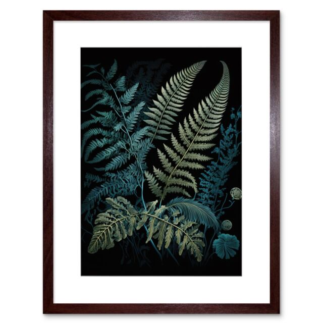 "Artery8 Wall Art Print Ernst Haeckel Style Leaf Fern Fronds Artwork Framed 9X7 Inch in Brown - Size: W7"" x H9""" - image 1