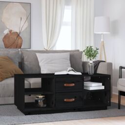 Berkfield Home Coffee Table Black 100x50x41 cm Solid Wood Pine - Size: 100 x 50 x 41 cm