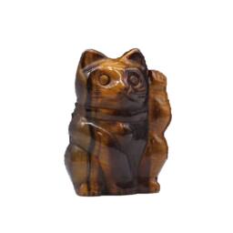 KDMD Gold Tiger Eye Lucky Cat Figurine for Prosperity & Decor - thumbnail 3