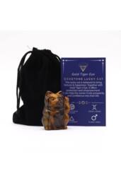KDMD Gold Tiger Eye Lucky Cat Figurine for Prosperity & Decor
