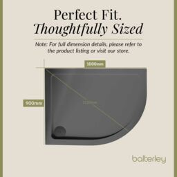 Balterley Premium Shower Tray - Left Hand Offset Quadrant - 1000mm x 900mm - Slate Grey - thumbnail 5
