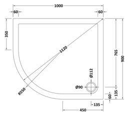 Balterley Premium Shower Tray - Left Hand Offset Quadrant - 1000mm x 900mm - Slate Grey - thumbnail 8