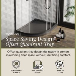 Balterley Premium Shower Tray - Left Hand Offset Quadrant - 1000mm x 900mm - Slate Grey - thumbnail 2