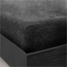 Smart Living Luxury Teddy Bear Fleece Fitted Sheet in Charcoal - Size: Single Fitted - thumbnail 2