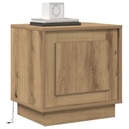 Berkfield Home Bedside Cabinet with LED Lights Artisan Oak 44x34, 5x45 cm in Brown - thumbnail 3