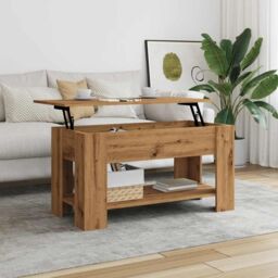 Berkfield Home Coffee Table Artisan Oak 101x49x52 cm Engineered Wood in Brown - Size: 101 x 49 x 52 cm - thumbnail 4