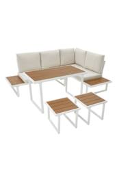 More4Homes Amalfi Garden Dining Set 6 Seater Corner Dining Furniture with Table in Beige - thumbnail 4