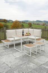 More4Homes Amalfi Garden Dining Set 6 Seater Corner Dining Furniture with Table in Beige - thumbnail 2