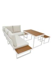 More4Homes Amalfi Garden Dining Set 6 Seater Corner Dining Furniture with Table in Beige - thumbnail 5