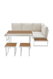 More4Homes Amalfi Garden Dining Set 6 Seater Corner Dining Furniture with Table in Beige - thumbnail 3