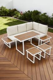 More4Homes Amalfi Garden Dining Set 6 Seater Corner Dining Furniture with Table in Beige - thumbnail 1