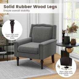 Gymax 2 Pack Linen Upholstered living room Chairs Set of 2 fabric sofa chair in Grey - thumbnail 6