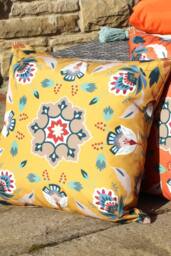 Furn Folk Flora Geometric Water & UV Resistant Outdoor Cushion in Yellow - thumbnail 3