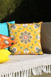 Furn Folk Flora Geometric Water & UV Resistant Outdoor Cushion in Yellow - thumbnail 4