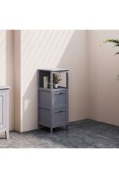 Living and Home 2-Tiers Drawers Wooden Storage Cabinet in Grey - thumbnail 2