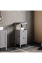 Living and Home 2-Tiers Drawers Wooden Storage Cabinet in Grey - thumbnail 3