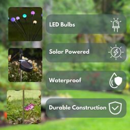 Marco Paul Solar 8 Stem Garden Stake Light - Multicoloured - thumbnail 4