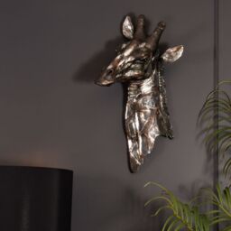 Libra Interiors Dappled Silver Giraffe Head Wall Plaque - thumbnail 2