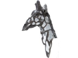 Libra Interiors Dappled Silver Giraffe Head Wall Plaque - thumbnail 1