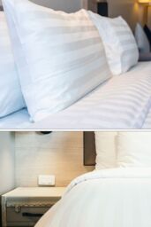 Neel Blue 300TC Cotton Duvet Cover Set with 2 Pillowcases, White Satin Stripe, Double, 200cm x 200cm - Size: Double - thumbnail 6