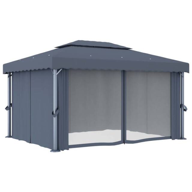 Berkfield Home Gazebo with Curtain 4x3 m Anthracite Aluminium in Dark Grey - image 1