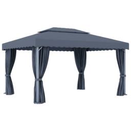 Berkfield Home Gazebo with Curtain 4x3 m Anthracite Aluminium in Dark Grey - thumbnail 5