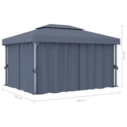 Berkfield Home Gazebo with Curtain 4x3 m Anthracite Aluminium in Dark Grey - thumbnail 7