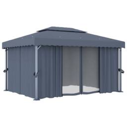 Berkfield Home Gazebo with Curtain 4x3 m Anthracite Aluminium in Dark Grey - thumbnail 3