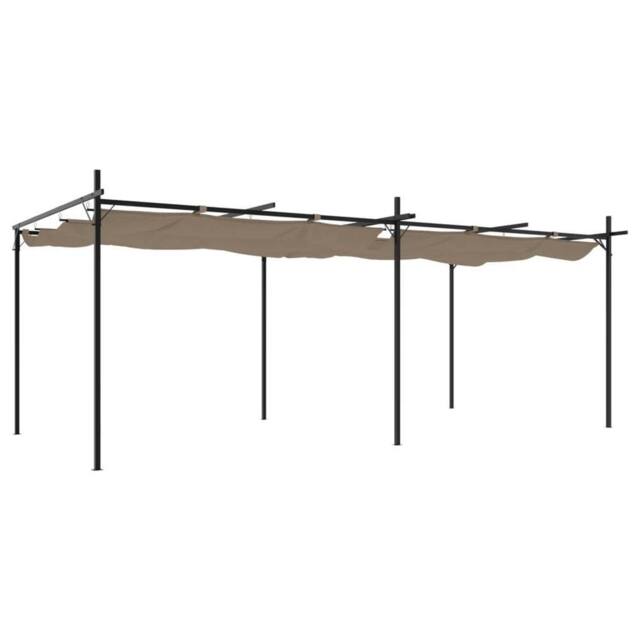 Berkfield Home Pergola with Retractable Roof Taupe 589x292x230 cm in Beige - Size: 589 x 292 x 230 cm - image 1