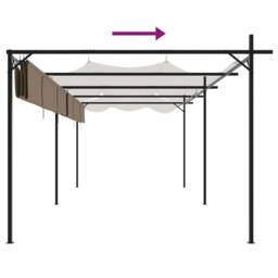 Berkfield Home Pergola with Retractable Roof Taupe 589x292x230 cm in Beige - Size: 589 x 292 x 230 cm - thumbnail 6